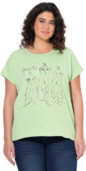 Ulla Popken Metallic Animal Cap Sleeve Graphic Tee Green - Trykket T-skjorter for dame - 