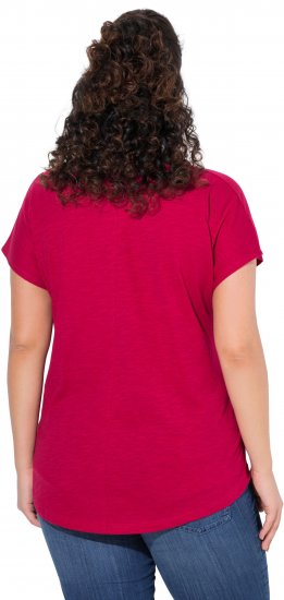 Ulla Popken Metallic Animal Cap Sleeve Graphic Tee Dark Raspberry - Trykket T-skjorter for dame - 