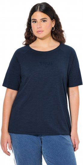 Ulla Popken TRUE Lettering Short Sleeve Tee Navy Blue - Trykket T-skjorter for dame - 