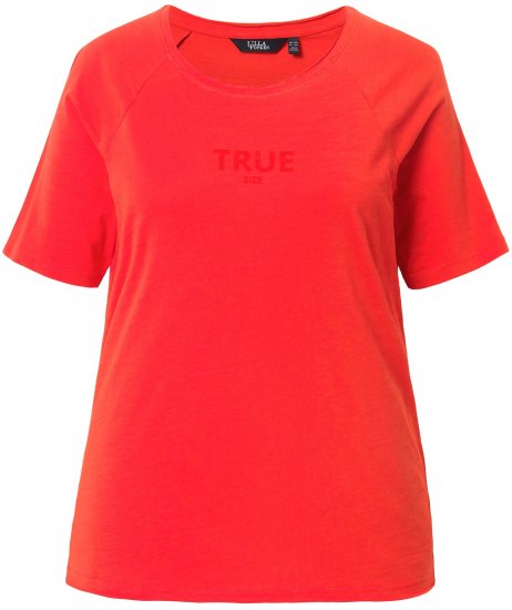 Ulla Popken TRUE Lettering Short Sleeve Tee Neon Red - Trykket T-skjorter for dame - 