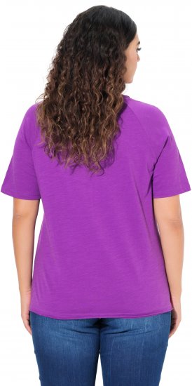Ulla Popken TRUE Lettering Short Sleeve Tee Purple - Trykket T-skjorter for dame - 