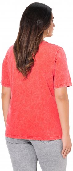 Ulla Popken Easy Short Sleeve Acid Wash Graphic Tee Light Red - Trykket T-skjorter for dame - 
