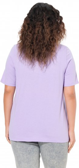 Ulla Popken Metallic Feather Short Sleeve Graphic Tee Lavender - Trykket T-skjorter for dame - 