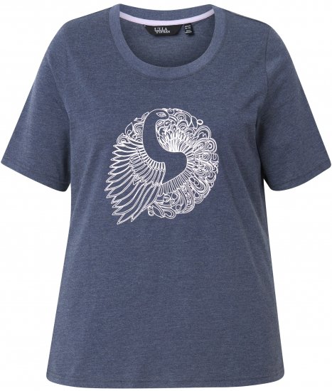 Ulla Popken Peacock Short Sleeve Graphic Tee - Trykket T-skjorter for dame - 