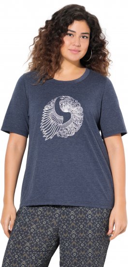 Ulla Popken Peacock Short Sleeve Graphic Tee - Trykket T-skjorter for dame - 