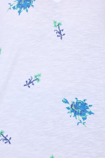 Ulla Popken Cross Stitch Short Sleeve Tee Snow White - Trykket T-skjorter for dame - T-skjorter med trykk for dame