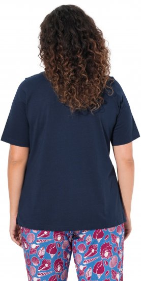 Ulla Popken Shell Picker Club Short Sleeve Graphic Tee Navy - Trykket T-skjorter for dame - 