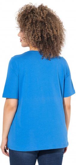 Ulla Popken Shell Picker Club Short Sleeve Graphic Tee Teal Blue - DAMEKLÆR 40-66 - Dameklær i store størrelser