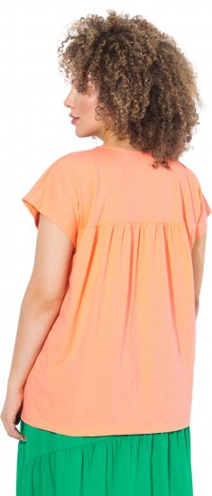 Ulla Popken Free Spirit Butterfly Cap Sleeve Graphic Tee Coral - Trykket T-skjorter for dame - 