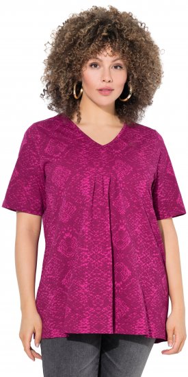 Ulla Popken Snake Print V-Neck Tee Magnolia Red - Trykket T-skjorter for dame - 
