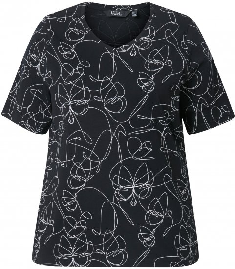 Ulla Popken Abstract Animal Print Short Sleeve Tee Black - Trykket T-skjorter for dame - 