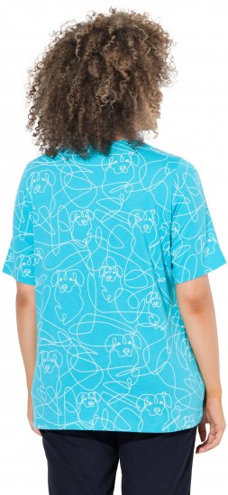Ulla Popken Abstract Animal Print Short Sleeve Tee Deep Aqua - Trykket T-skjorter for dame - 