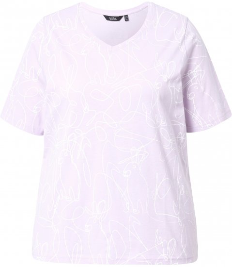 Ulla Popken Abstract Animal Print Short Sleeve Tee Lavender - Trykket T-skjorter for dame - 