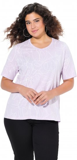 Ulla Popken Abstract Animal Print Short Sleeve Tee Lavender - Trykket T-skjorter for dame - 