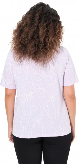 Ulla Popken Abstract Animal Print Short Sleeve Tee Lavender - Trykket T-skjorter for dame - 