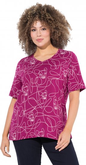 Ulla Popken Abstract Animal Print Short Sleeve Tee Magnolia Red - Trykket T-skjorter for dame - 