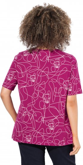 Ulla Popken Abstract Animal Print Short Sleeve Tee Magnolia Red - Trykket T-skjorter for dame - 