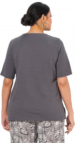 Ulla Popken Cactus Short Sleeve Graphic Tee Graphite Grey - Trykket T-skjorter for dame - 