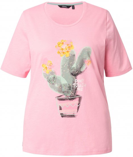 Ulla Popken Cactus Short Sleeve Graphic Tee Pink - Trykket T-skjorter for dame - 