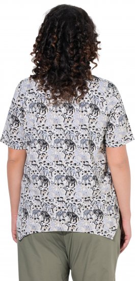 Ulla Popken Half-sleeve A-line V-neck Pointed Hem Animal Pattern T-shirt Moss - Trykket T-skjorter for dame - 