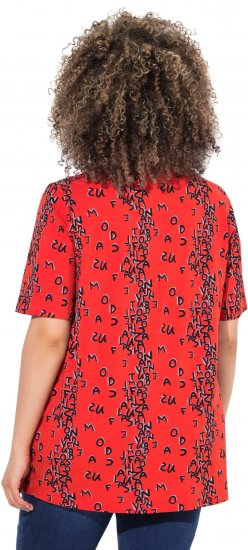 Ulla Popken Letter Print Short Sleeve Tee Red - Trykket T-skjorter for dame - 
