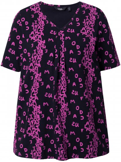 Ulla Popken Letter Print Short Sleeve Tee Magnolia Red - Trykket T-skjorter for dame - 