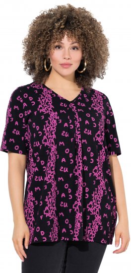 Ulla Popken Letter Print Short Sleeve Tee Magnolia Red - Trykket T-skjorter for dame - 