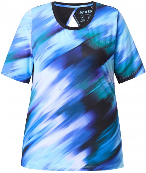 Ulla Popken Cutout Abstract Print Short Sleeve Tee Light Sapphire - Trykket T-skjorter for dame - 