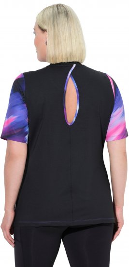 Ulla Popken Cutout Abstract Print Short Sleeve Tee Ink Blue - Trykket T-skjorter for dame - 