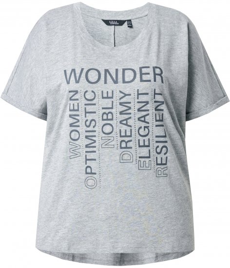Ulla Popken WONDER Short Sleeve Graphic Tee Light Grey Melange - Trykket T-skjorter for dame - 