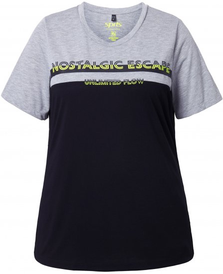 Ulla Popken Nostalgic Escape Performance T-Shirt Black - Trykket T-skjorter for dame - 
