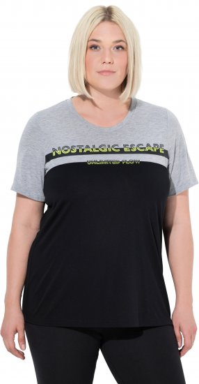 Ulla Popken Nostalgic Escape Performance T-Shirt Black - Trykket T-skjorter for dame - 