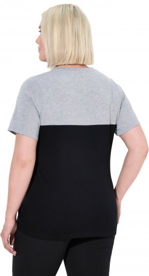 Ulla Popken Nostalgic Escape Performance T-Shirt Black - Trykket T-skjorter for dame - 