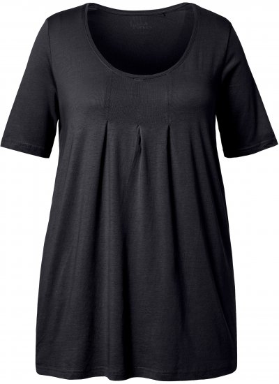 Ulla Popken Essential Front Pleat Tee Black - T-skjorter - 