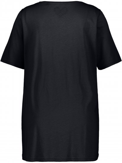 Ulla Popken Essential Front Pleat Tee Black - T-skjorter - 