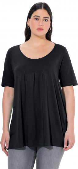 Ulla Popken Essential Front Pleat Tee Black - T-skjorter - 
