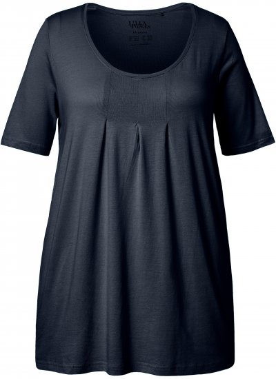 Ulla Popken Essential Front Pleat Tee Navy Blue - T-skjorter - 
