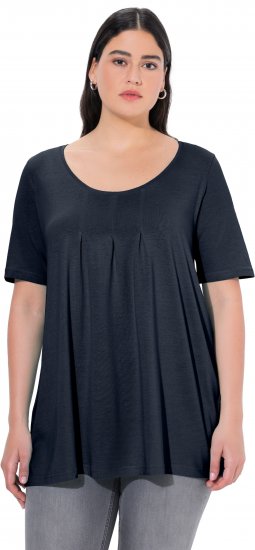 Ulla Popken Essential Front Pleat Tee Navy Blue - T-skjorter - 