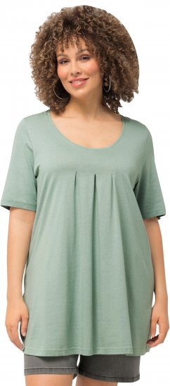 Ulla Popken Essential Front Pleat Tee Light Moss Green - T-skjorter - 