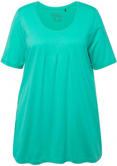 Ulla Popken Essential Front Pleat Tee Turquoise Green - T-skjorter - 