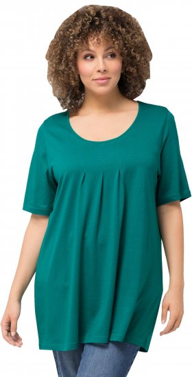 Ulla Popken Essential Front Pleat Tee Dark Emerald - T-skjorter - 