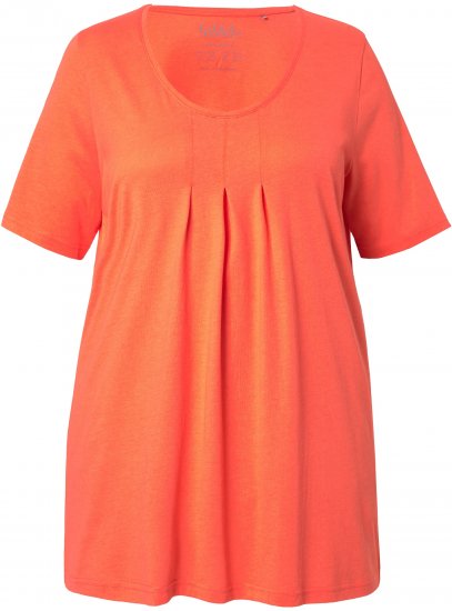 Ulla Popken Essential Front Pleat Tee Pink Coral - T-skjorter - 