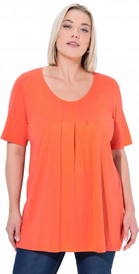 Ulla Popken Essential Front Pleat Tee Pink Coral - T-skjorter - 