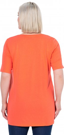 Ulla Popken Essential Front Pleat Tee Pink Coral - T-skjorter - 