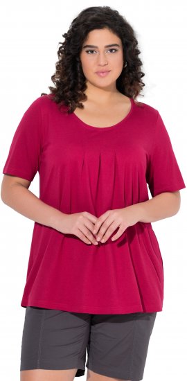 Ulla Popken Essential Front Pleat Tee Dark Raspberry - T-skjorter - 