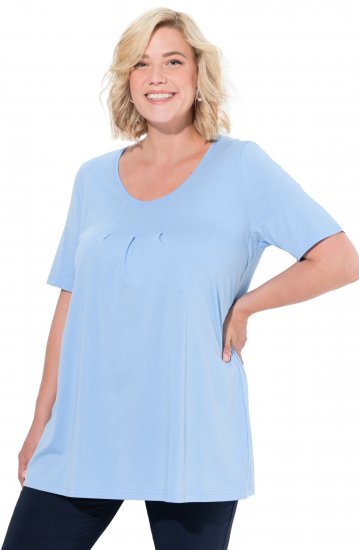 Ulla Popken Essential Front Pleat Tee Light Blue - T-skjorter - 