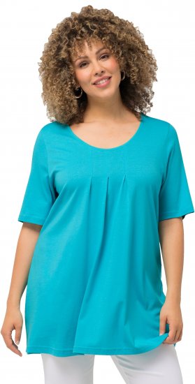 Ulla Popken Essential Front Pleat Tee Deep Aqua - T-skjorter - 