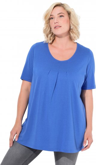 Ulla Popken Essential Front Pleat Tee Peacock Blue - T-skjorter - 