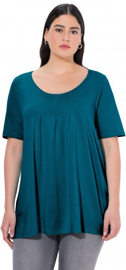 Ulla Popken Essential Front Pleat Tee Cerulean - T-skjorter - 