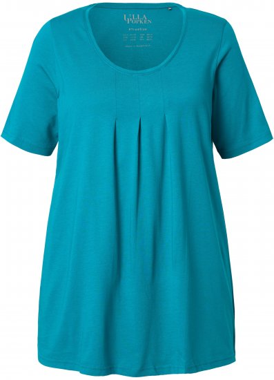 Ulla Popken Essential Front Pleat Tee Teal - T-skjorter - 